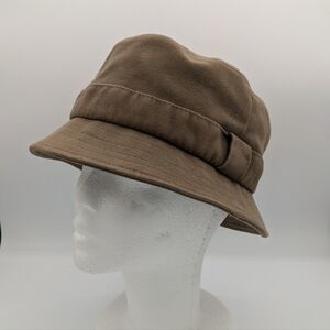 Barbour Brown Faux Suede 100% Cotton Brimmed Bucket Hat Adult Medium